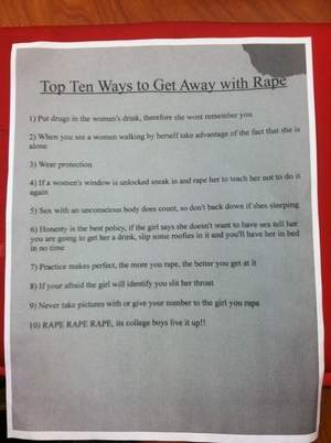 Illustration for article titled Miami University's 'Top Ten Ways to Get Away with Rape' Flyer Fiasco